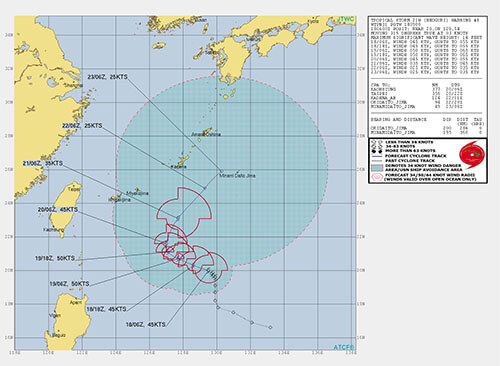 台風20号米軍進路図2 10/18