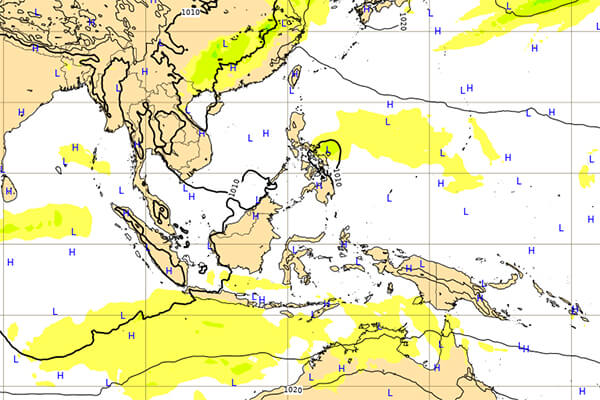 台風1号の進路図(ヨーロッパ14日)