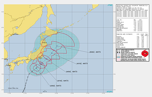 台風12号進路予想は関東 東北接近 米軍 ヨーロッパの進路図で確認