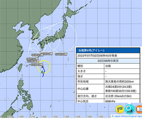 台風4号2022・気象庁の進路図
